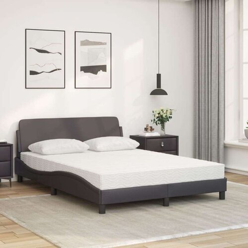 VidaXL Krevet s madracem sivi 140x200 cm od umjetne kože Slike