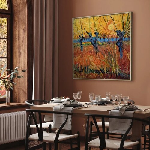  Slika - Vincent van Gogh &ndash; Willows at Sunset 60x60 U prirodnom drvenom okviru Cijene