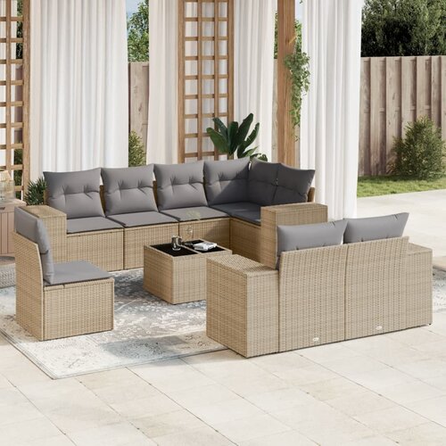 vidaXL 9-dijelni set vrtnih sofa s jastucima bež od poliratana Cene