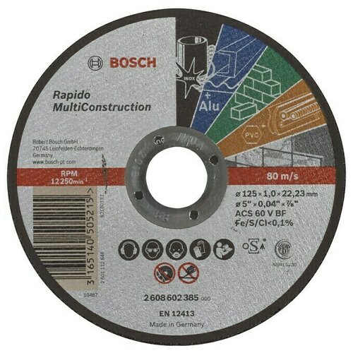 Bosch Rezna ploča ravna Rapido Multi Construction 2608602385, ACS 60 V BF, 125 mm, 1,0 mm Cene