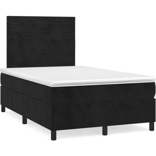 VidaXL Box spring postelja z vzmetnico LED črna 120x190 cm žamet Slike