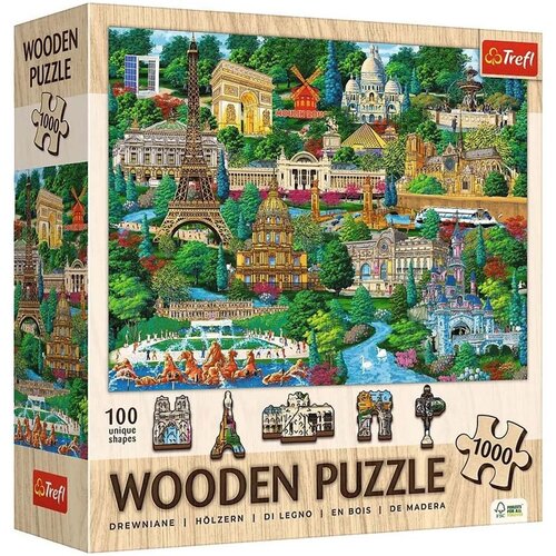 Trefl Francija, znane lokacije - 1000 kosov leseni puzzle - Cene