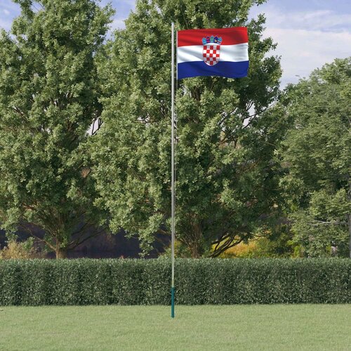 vidaXL Zastava Hrvaške in drog 6,23 m aluminij Cene