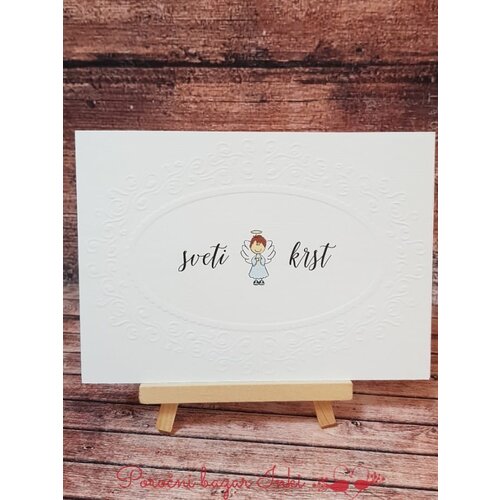  Vabilo za krst preprosto s potiskom rožic in angelčkom REK122 Cene