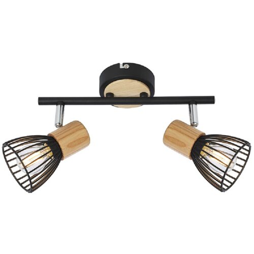 Ferotehna Spot svetilka Black + Wood 2 (2 x 40 W, E14, IP20, d 31 x &amp;scaron; 9 x v 19 cm, kovina, les) Slike