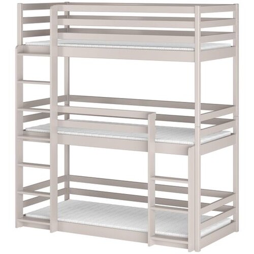 Molarem Home Drveni dječji krevet na kat Ted s tri kreveta - ka&scaron;mir - 200x90 cm - Madrac PE pjena 8 cm-spužvasti madrac Cijene