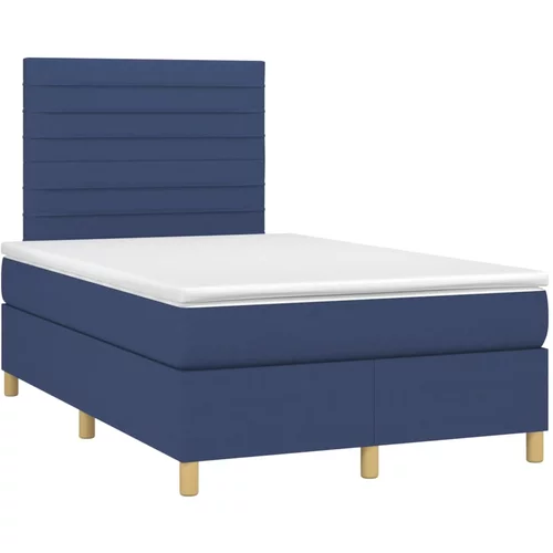 vidaXL Box spring postelja z vzmetnico modra 120x190 cm blago, (21111437)