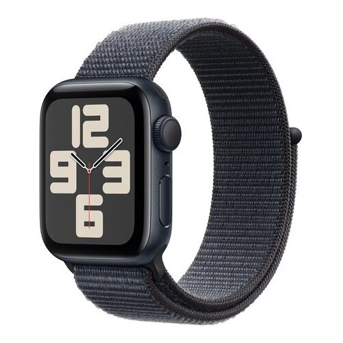 Apple Watch SE (2nd Gen) [GPS 40mm] Smartwatch with Midnight Aluminum Case with Ink Sport Loop One Size. Fitness and Sleep Trackers, Crash Detection, Heart Rate Monitor, Carbon Neutral Cene