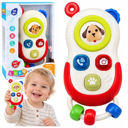 Lean Toys Interaktivni telefon za malčke z gibljivimi elementi, lučmi, zvoki Slike