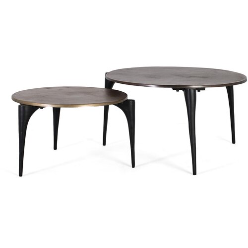 GINER Y COLOMER Komplet dveh zlatih in črnih aluminijastih miz, (22147422) Slike