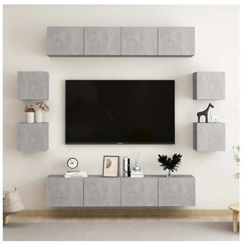  8-dijelni set TV ormarića siva boja betona konstruirano drvo - Beton siva 1 160 cm Cene