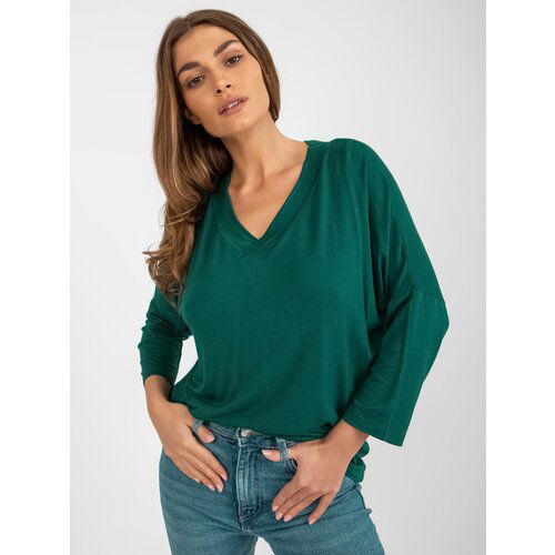 Fashion Hunters Dark green basic blouse for everyday wear Cene