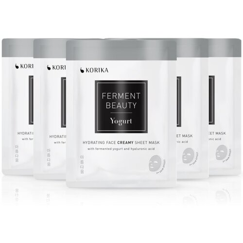 KORIKA FermentBeauty Set of 5 Hydrating Face Sheet Masks with Fermented Yogurt and Hyaluronic Acid set mask za obraz po znižani ceni Slike