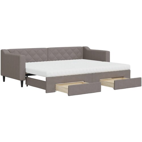vidaXL Izvlečna dnevna postelja s predali taupe 80x200 cm blago, (20787954) Cene
