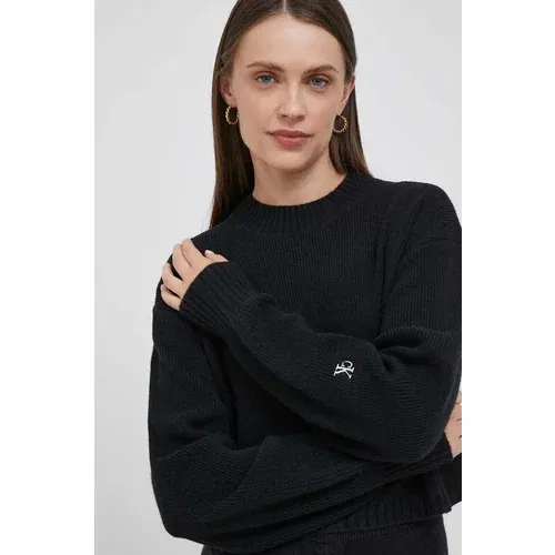 Calvin Klein Jeans Volnen pulover ženski, črna barva