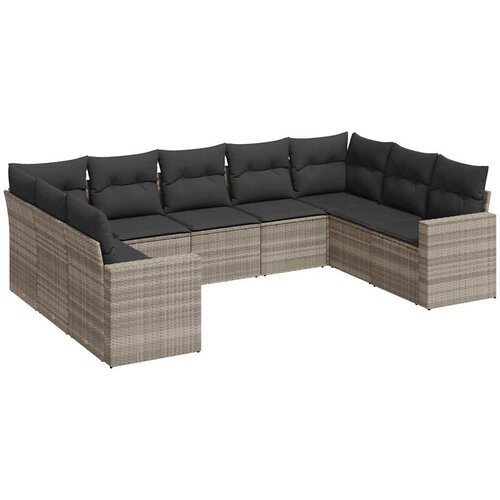  9-dijelni set vrtnih sofa od poliratana s jastucima svjetlosivi Slike