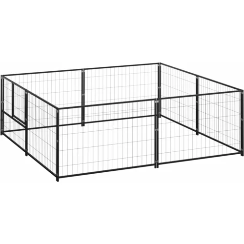 vidaXL kavez za pse crni 4 m² čelični
