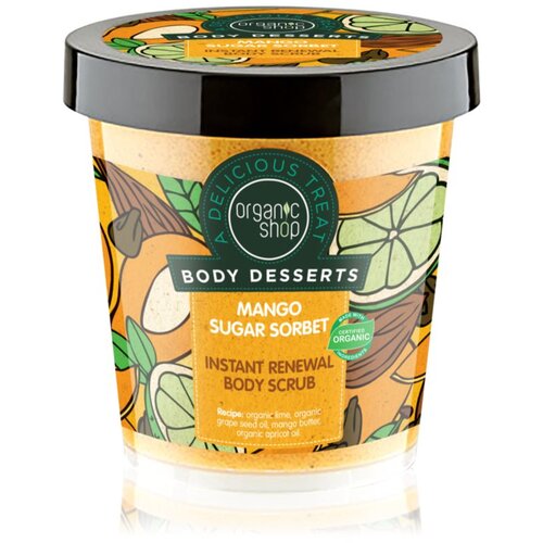 Organic Shop Body Desserts Mango Sugar Sorbet obnovitveni sladkorni piling za telo 450 ml Cene