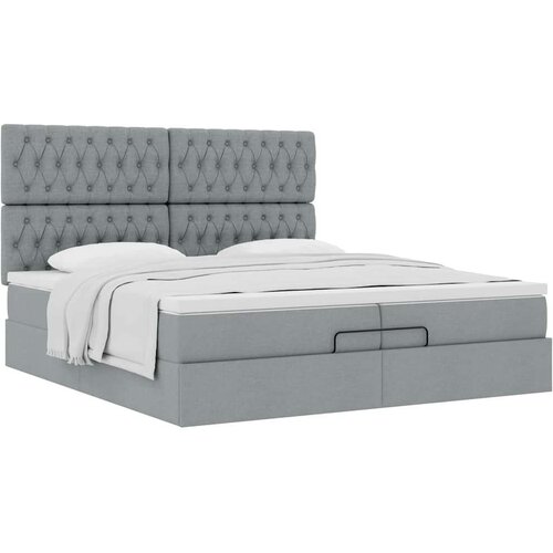 vidaXL Otomanski posteljni okvir z vzmetnicami siv 200x200 cm blago Cene