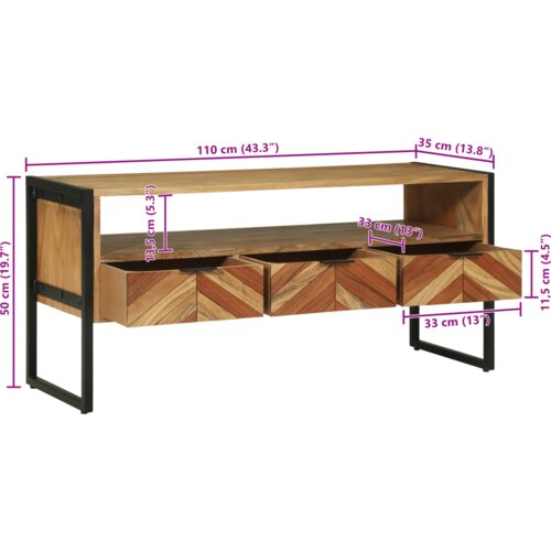 VidaXL TV Kabinet 100x35x50 cm Čvrsto Drvo Bagrem Slike