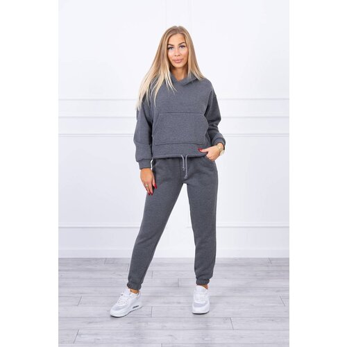 Kesi Insulated set with a sweatshirt tied with graphite at the bottom Cene