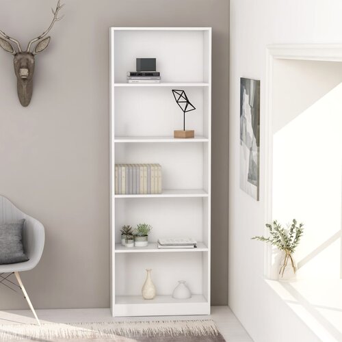 VidaXL Knjižna omara 5-nadstropna bela 60x24x175 cm iverna plo&amp;scaron;ča Slike
