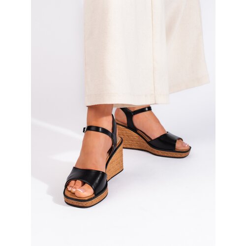 Sergio Leone Women&amp;#039;s Black Wedge Sandals by Slike