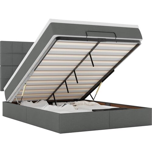 Maison Chic Otomanska Posteljni okvir - Dvoposteljna postelja - Zakonska postelja z vzmetnico & LEDs siv 140x200 cm blago-J238, (21774903) Cene