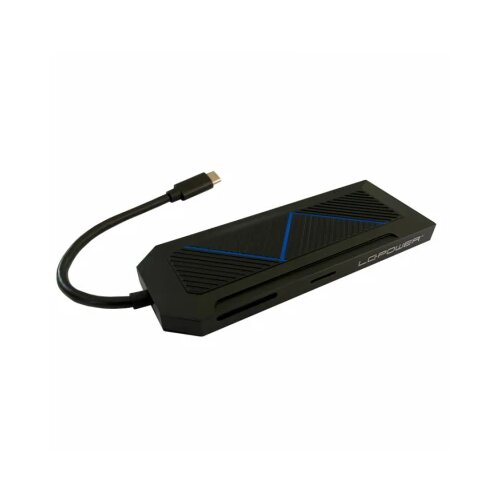 LC Power multi-adapter LC-HUB-C-MULTI-6-RGB HDMI/SD/RJ45/USB-C črn Slike