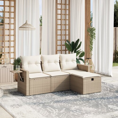 VidaXL 4-dijelni set vrtnih sofa s jastucima bež od poliratana Slike