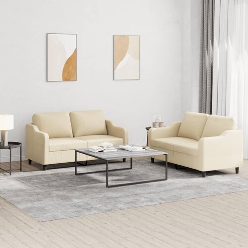  2-dijelni set sofa s jastucima krem od tkanine Slike