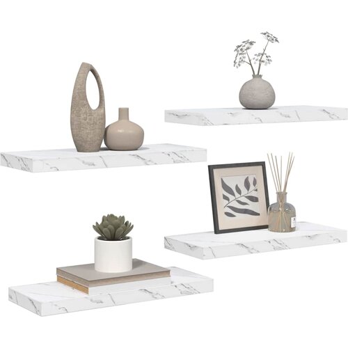  Polica na zidu Zidne 4 pcs Bijeli mramor 60 x 23 x 4 cm Slike