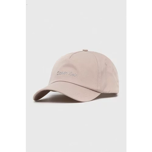 Calvin Klein Pamučna kapa sa šiltom boja: bež, bez uzorka