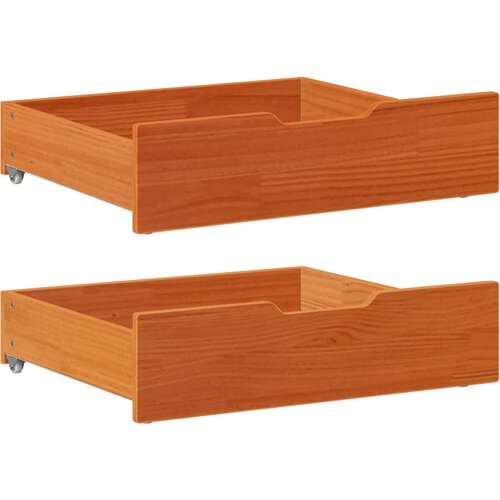 VidaXL Predal za posteljo 2 kosa rjava 75x55x16 cm trdna borovina Slike