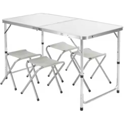  Folding Camping Table Set 4 Chairs Gray Slike