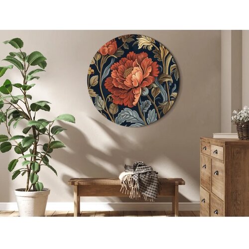  Okrugla slika - Tapestry Large Flowers Retro Floral Motif in Kilim Style 80x80 Cene