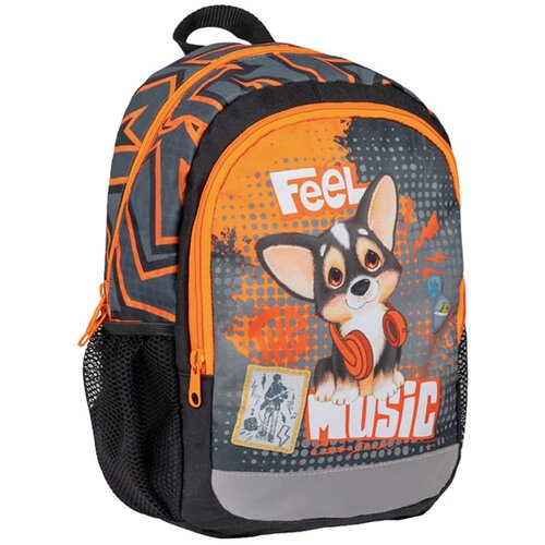 Belmil Ranac za dečake Feel The Music 305-4/A, Sivo-narandžasti Slike
