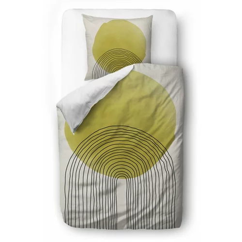 Butter Kings Bež-rumena posteljnina iz bombažnega satena Rising Sun, 140 x 200 cm
