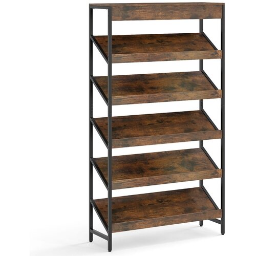 Costway Knjižnica z diagonalnimi policami in kovinskim okvirjem 161 cm Knjižnica, (5000250304) Slike
