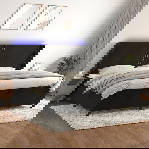 VidaXL Krevet box spring s madracem LED crni 200x200 cm bar&amp;scaron;un Slike