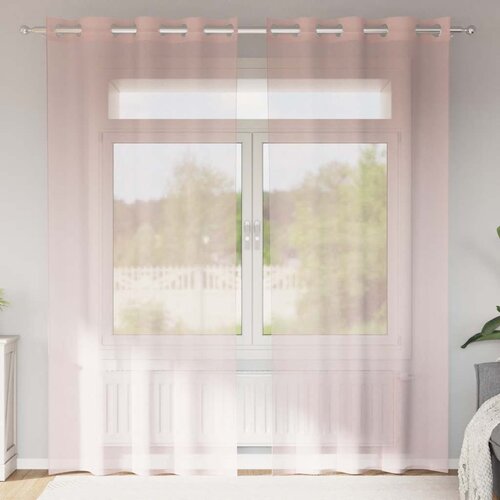 Voile zavjese s ušicama 2 kom svijetlo ružičaste 140x245 cm Cene
