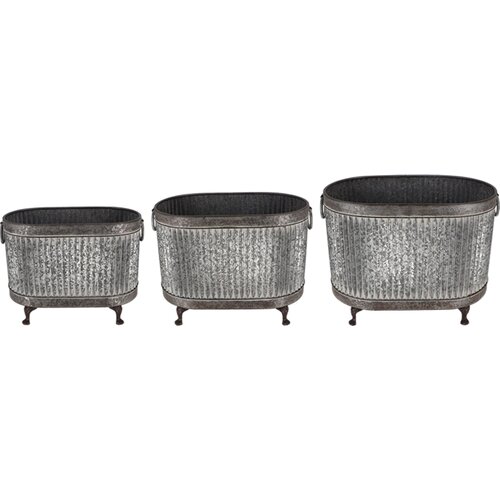 Esschert Design Cvetlični lonci na nogah, 3-delni set - ovalno Slike