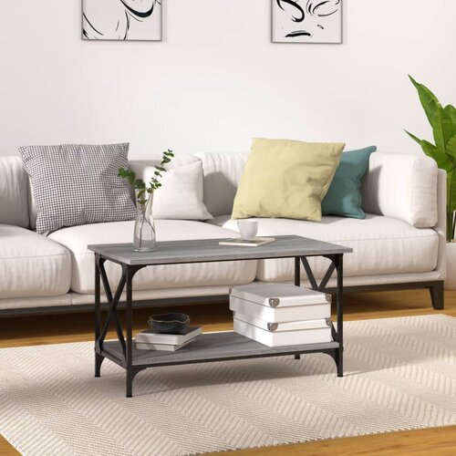 VidaXL Klubska mizica siva sonoma 80x45x45 cm inženirski les in železo Slike