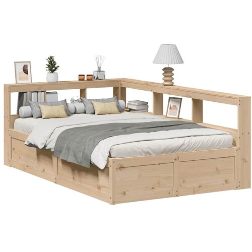 vidaXL Krevet s regalom za knjige bez madraca 120x190 cm od borovine Cene