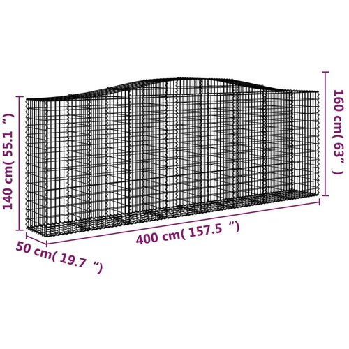  Lučne gabionske ko&amp;scaron;are 6 kom 400x50x140/160cm pocinčano željezo Slike