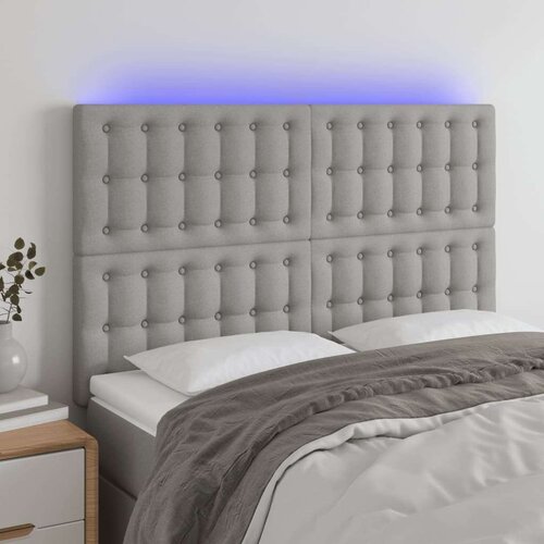  LED posteljno vzglavje svetlo sivo 144x5x118/128 cm blago, (20739750) Cene