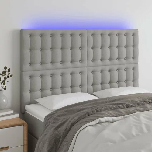  LED posteljno vzglavje svetlo sivo 144x5x118/128 cm blago, (20739750)