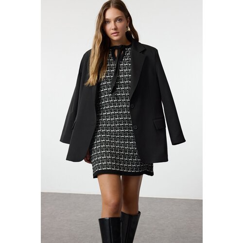 Trendyol Black Tweed Look Knitwear Mini Dress Cene