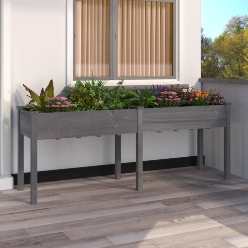 vidaXL Korito s podlogo sive barve 203x53x76 cm trden les jelke Cene