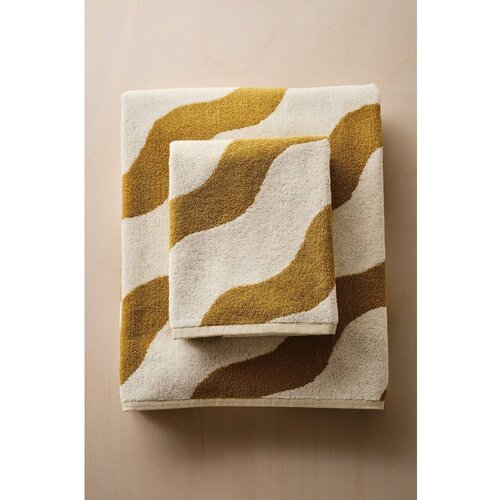 Jotex Žuti /krem pamučan ručnik 50x70 cm Waves &amp;ndash; Slike